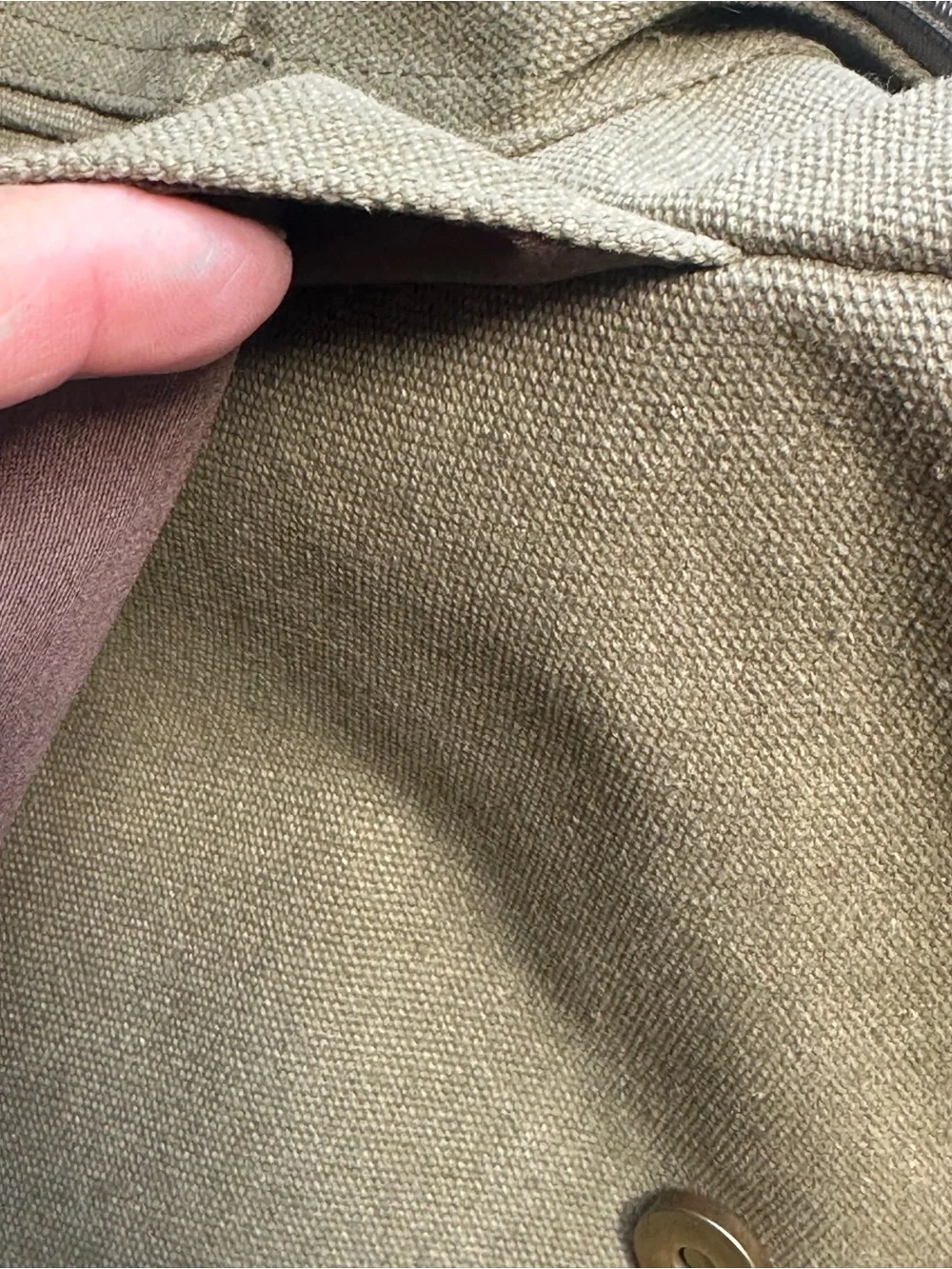 Olive Green Canvas Messenger Bag with Totoro Print